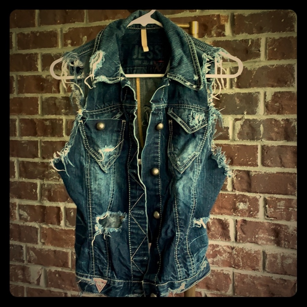 Guess ripped denim vest